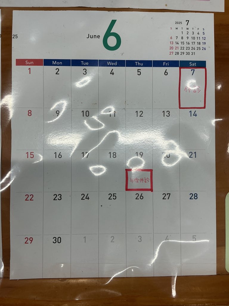 6月のお休みのお知らせ
